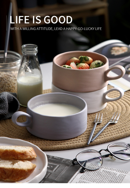 Zestaw śniadaniowy Nordic do owsianki z miską i kubkiem ceramicznym CL101503 - Wianko - 2
