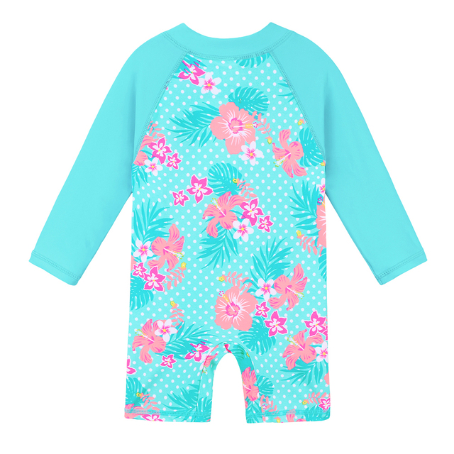 Jednoczęściowy strój kąpielowy dla dzieci BAOHULU UPF50+ z długim rękawem, w kwiatowy wzór dla niemowląt i małych dziewczynek i chłopców - Wianko - 3