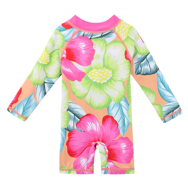 Jednoczęściowy strój kąpielowy dla dzieci BAOHULU UPF50+ z długim rękawem, w kwiatowy wzór dla niemowląt i małych dziewczynek i chłopców - Wianko - 22