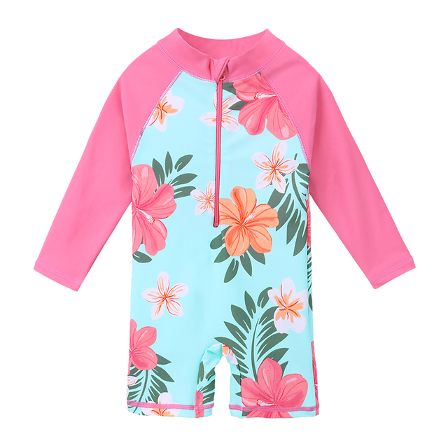 Jednoczęściowy strój kąpielowy dla dzieci BAOHULU UPF50+ z długim rękawem, w kwiatowy wzór dla niemowląt i małych dziewczynek i chłopców - Wianko - 10