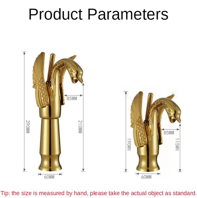 Baterie umywalkowe - Złoty biały łabędź, jedno otwór, uchwyt w kształcie miksera, z gorącą i zimną wodą - Wianko - 2