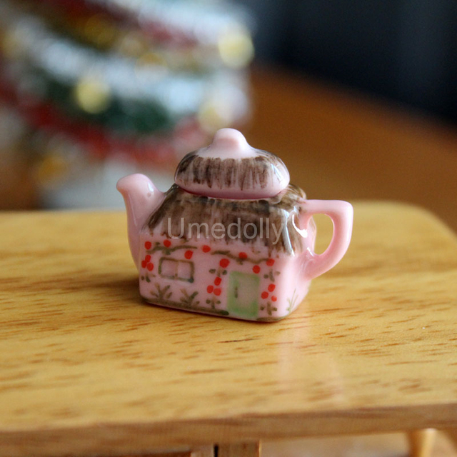 Domek dla lalek porcelana Snowman - zestaw filiżanek do herbaty i mini czajniczek w skali 1/12 dla kuchni lalek - dekoracje bożonarodzeniowe - Wianko - 5