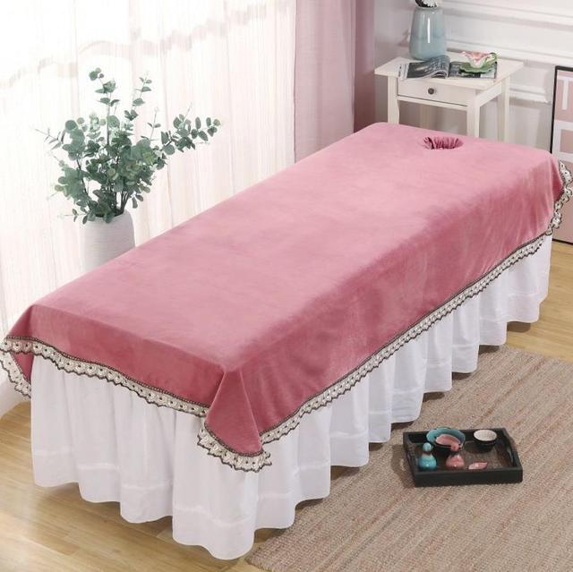 Łóżko pojedyncze aksamitne z falbaną, dedykowane do salonu kosmetycznego, kryształowy arkusz, masaż, narzuta z kurzem, D-87 - Wianko - 18