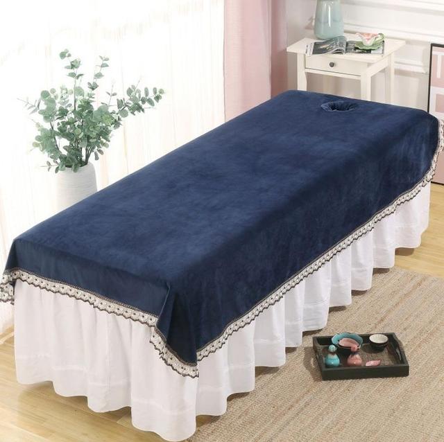 Łóżko pojedyncze aksamitne z falbaną, dedykowane do salonu kosmetycznego, kryształowy arkusz, masaż, narzuta z kurzem, D-87 - Wianko - 2