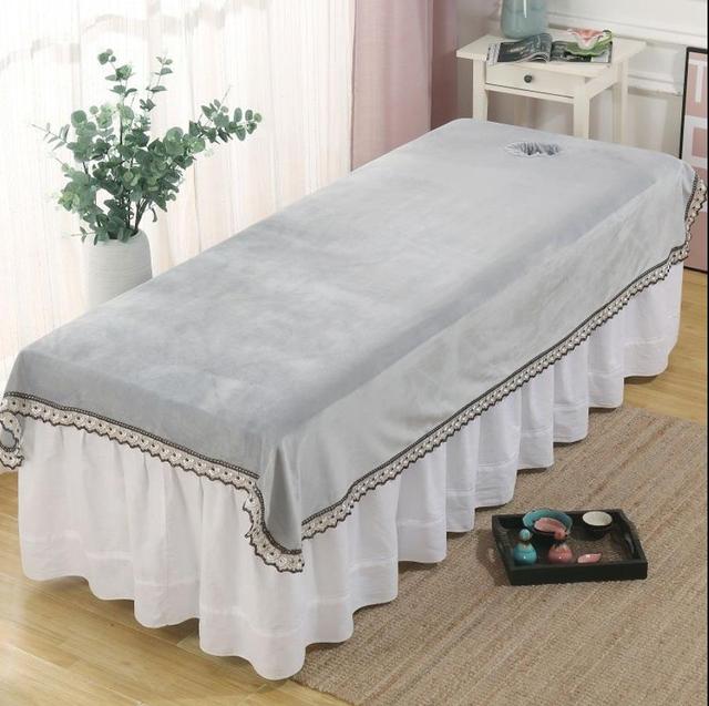 Łóżko pojedyncze aksamitne z falbaną, dedykowane do salonu kosmetycznego, kryształowy arkusz, masaż, narzuta z kurzem, D-87 - Wianko - 21
