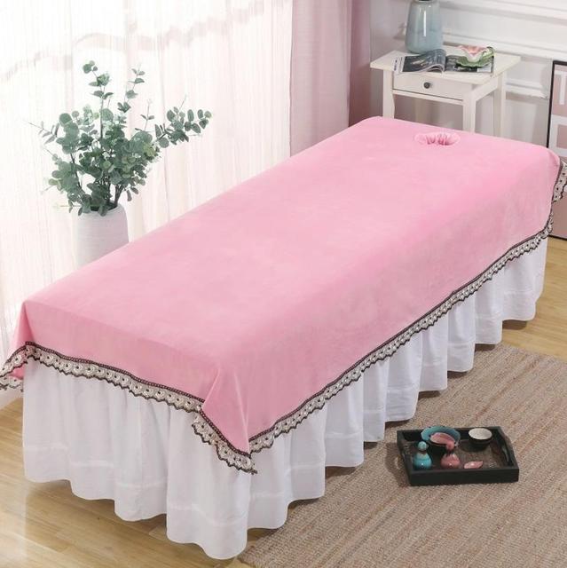 Łóżko pojedyncze aksamitne z falbaną, dedykowane do salonu kosmetycznego, kryształowy arkusz, masaż, narzuta z kurzem, D-87 - Wianko - 24