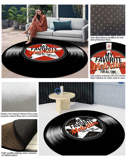 Niestandardowy dywanik samochodowy Bubble Kiss z motywem Vinyl Records - wzór i styl dla nowoczesnego salonu, odporny na zużycie, antypoślizgowa mata na podłogę - Wianko - 9