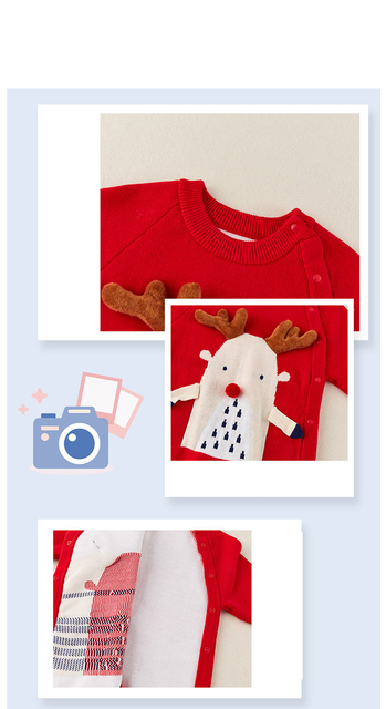 Zestaw ubrań dla noworodków - Cartoon Deer pajacyki chłopcy i dziewczęta, jesień/zima, długie rękawy - Wianko - 3