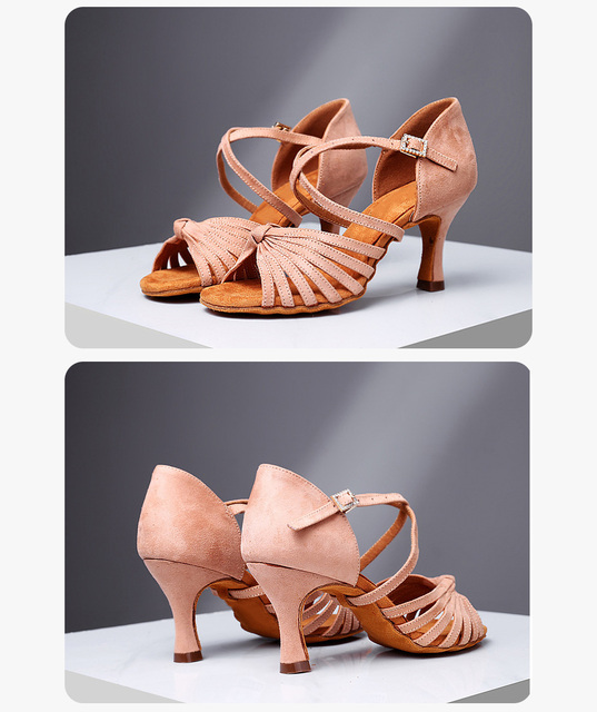 Nowe buty do tańca latynoskiego dla dorosłych pań - kolorowy kożuch kaszmiru, profesjonalne i standardowe - Wianko - 8