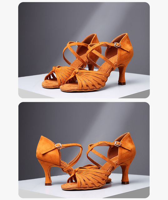 Nowe buty do tańca latynoskiego dla dorosłych pań - kolorowy kożuch kaszmiru, profesjonalne i standardowe - Wianko - 6