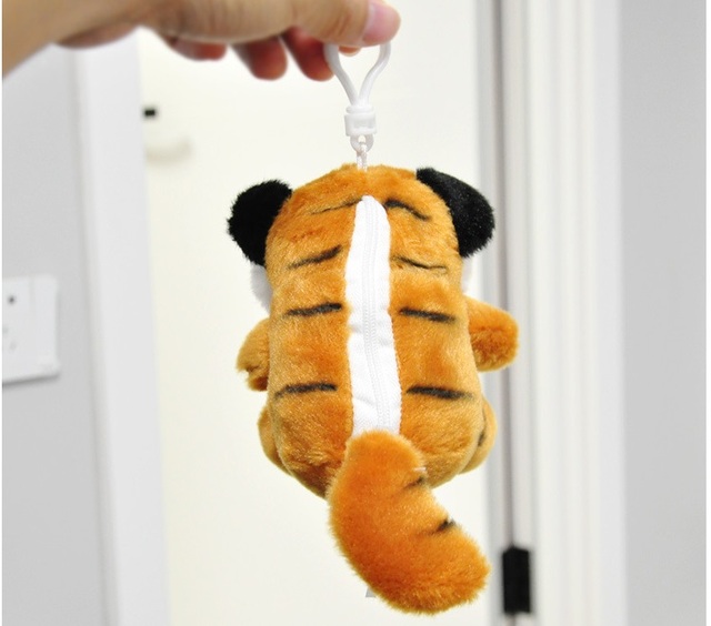 Pluszowy wisiorek tygrys 12cm z małym portfelem - miękka, wielofunkcyjna zabawka dla dzieci, prezent urodzinowy - Wianko - 5