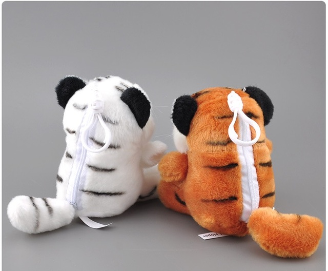 Pluszowy wisiorek tygrys 12cm z małym portfelem - miękka, wielofunkcyjna zabawka dla dzieci, prezent urodzinowy - Wianko - 12
