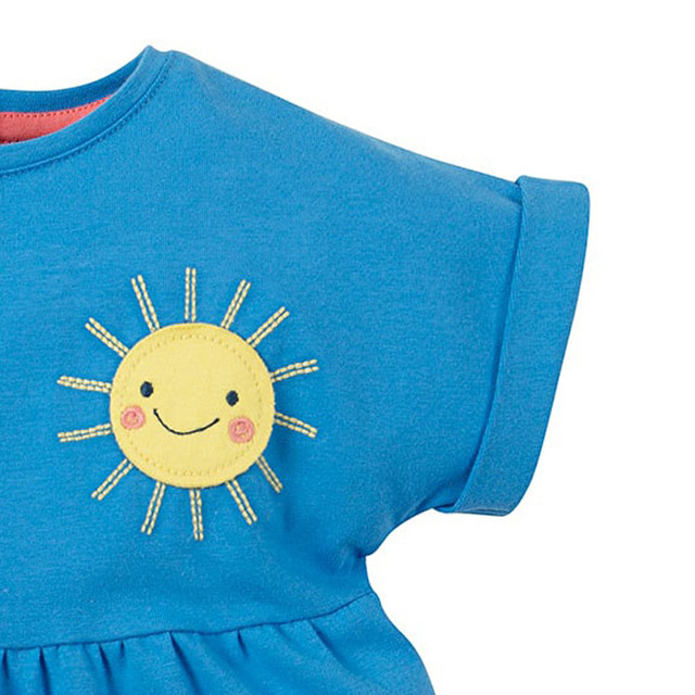 Sukienka marki Little Maven dla dziewczynek 2-7 lat z aplikacją w motywy słońca, chmury i tęczę, wykonana z bawełny, letnia- niebieska - Wianko - 11