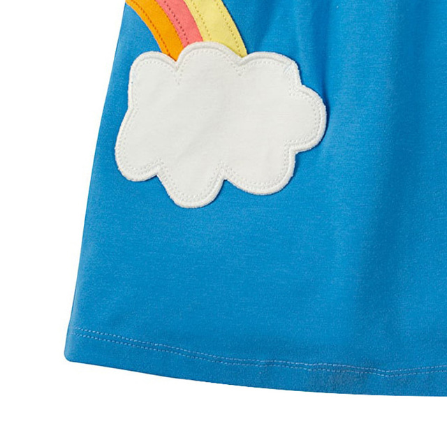 Sukienka marki Little Maven dla dziewczynek 2-7 lat z aplikacją w motywy słońca, chmury i tęczę, wykonana z bawełny, letnia- niebieska - Wianko - 12