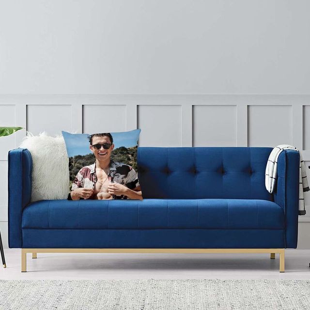 Poszewka na poduszkę z uroczym uśmiechem Toma Hollanda, dekoracyjna poduszka na kanapę z jednostronnym nadrukiem - Wianko - 5