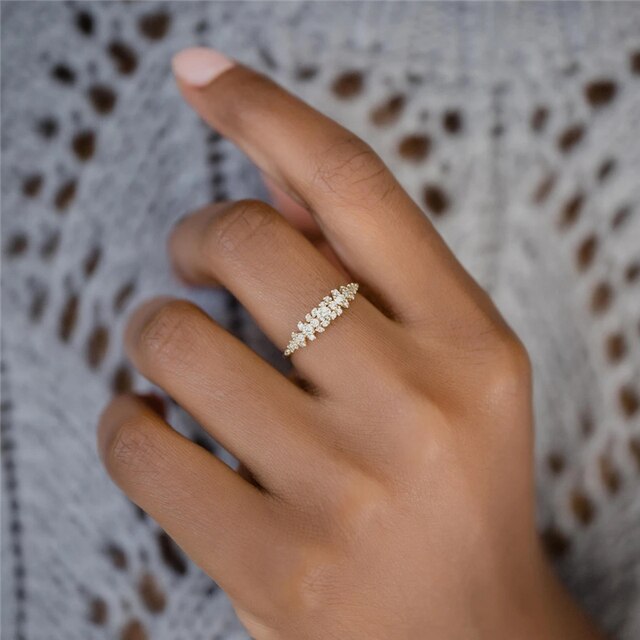 Obrączki ślubne stałe dla kobiet, wykonane ze srebra S925, z prostym jednym rzędem cyrkoniowych kamieni. Elegancka biżuteria pierścionek Anillos - Wianko - 6