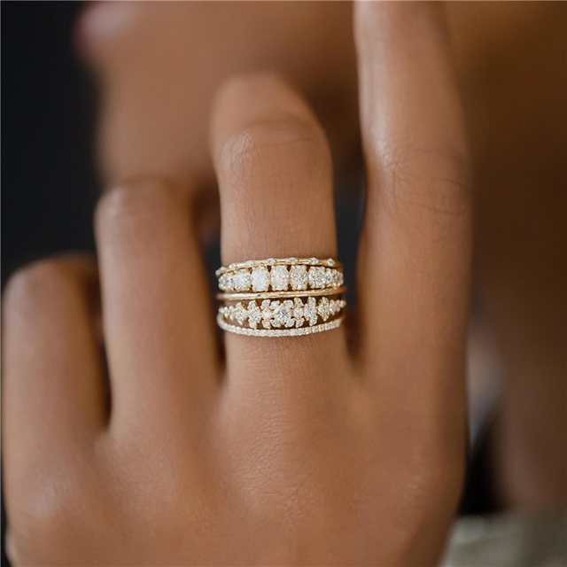 Obrączki ślubne stałe dla kobiet, wykonane ze srebra S925, z prostym jednym rzędem cyrkoniowych kamieni. Elegancka biżuteria pierścionek Anillos - Wianko - 7