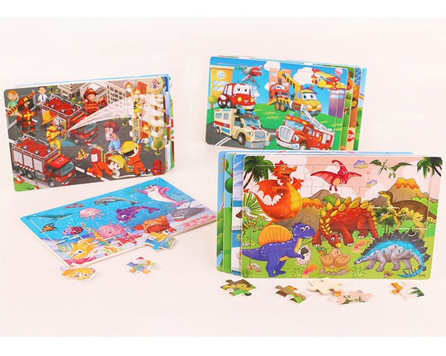 Drewniane puzzle 30 sztuk dinozaur Cartoon świat zwierząt dla dzieci - zabawki do gier, rodzicielstwo - Wianko - 22