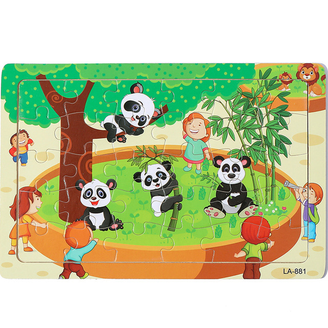 Drewniane puzzle 30 sztuk dinozaur Cartoon świat zwierząt dla dzieci - zabawki do gier, rodzicielstwo - Wianko - 45