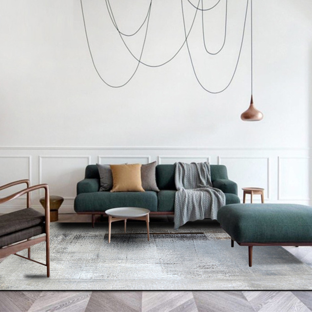 Mata podłogowa dywan do pokoju dziennego - stylowa, nowoczesna, abstrakcyjna. Kolor czarny i szary. Idealna do sypialni i kuchni - Wianko - 4