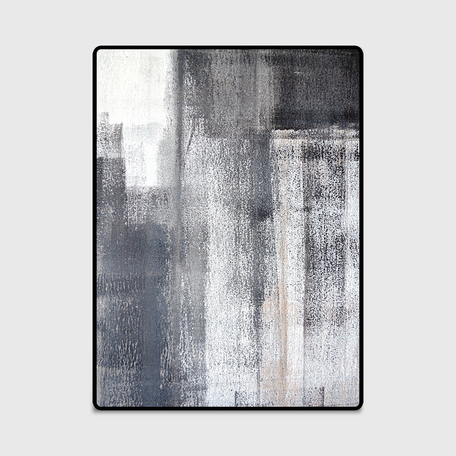 Mata podłogowa dywan do pokoju dziennego - stylowa, nowoczesna, abstrakcyjna. Kolor czarny i szary. Idealna do sypialni i kuchni - Wianko - 5