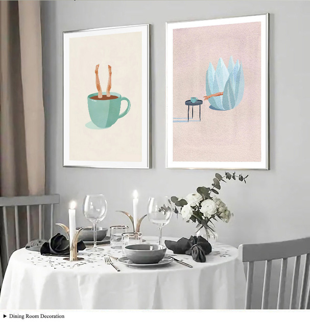 Estetyczna ilustracja - HD Print plakat grafika kawa napój prosty płótno ściana artystyczny obraz jadalnia dekoracja kuchenna - Wianko - 6