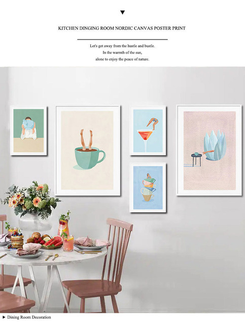 Estetyczna ilustracja - HD Print plakat grafika kawa napój prosty płótno ściana artystyczny obraz jadalnia dekoracja kuchenna - Wianko - 4