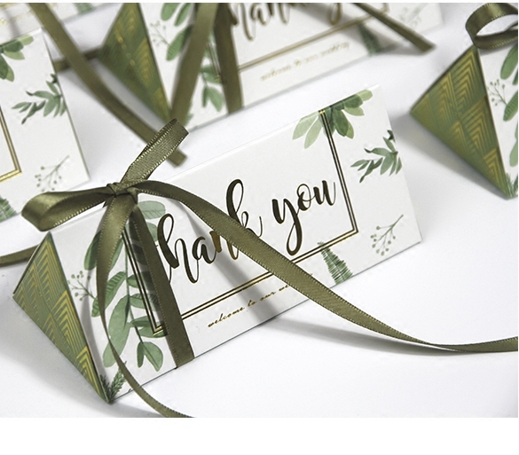 30 sztuk nowych europejskich zielonych liści – długie cukierki w papierowym pudełku z wstążką, idealne na śluby i imprezy - Wianko - 3