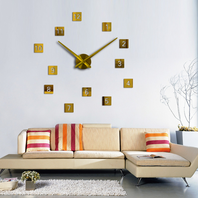 Duży 3D zegar ścienny z lustrem, naklejki DIY - salon home decor - modne zegarki - zegary kwarcowe - Wianko - 3