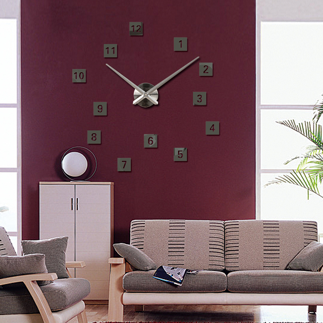 Duży 3D zegar ścienny z lustrem, naklejki DIY - salon home decor - modne zegarki - zegary kwarcowe - Wianko - 5