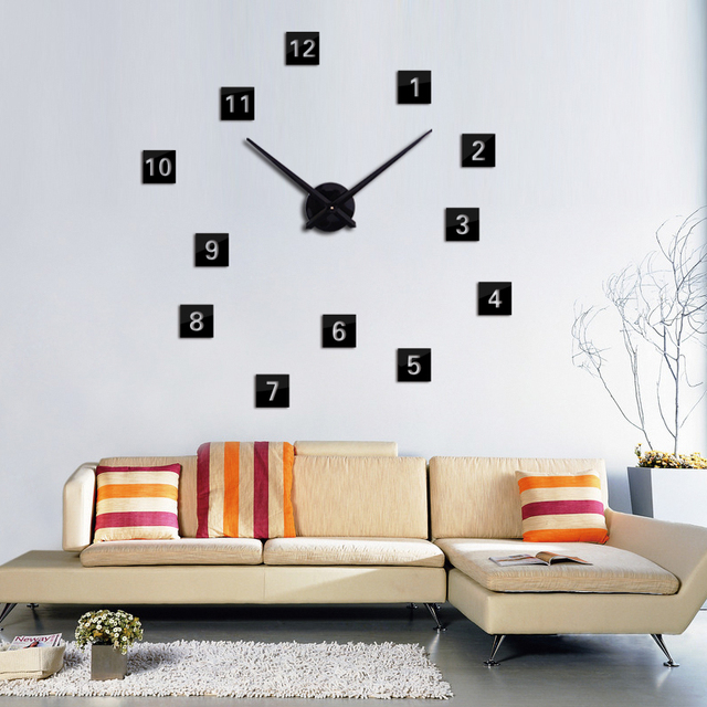 Duży 3D zegar ścienny z lustrem, naklejki DIY - salon home decor - modne zegarki - zegary kwarcowe - Wianko - 2