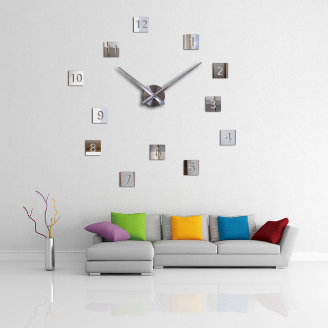 Duży 3D zegar ścienny z lustrem, naklejki DIY - salon home decor - modne zegarki - zegary kwarcowe - Wianko - 1