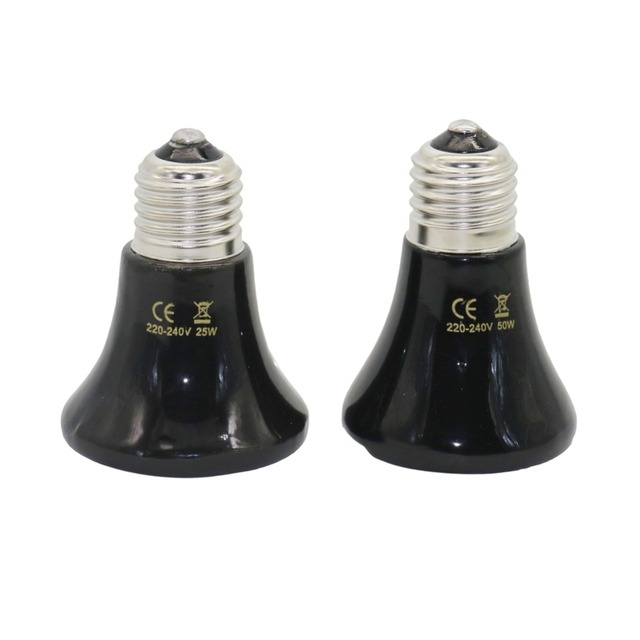 Lampa grzewcza dla zwierząt E27 25W ~ 100W mała stożkowa ceramiczna żarówka emitująca ciepło czarna dla gad domowy lampa Brooder 1Pc - Wianko - 15