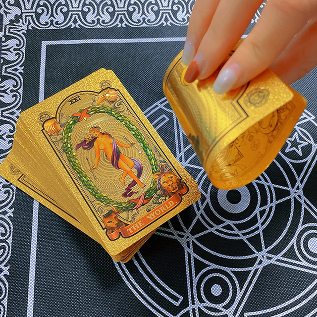 Luksusowa instrukcja Tarotu w formie papierowej z egzotycznym zdobieniem złotą folią, odporna na wodę i zużycie, idealna dla pasjonatów wróżenia i języka kart Oracle - Wianko - 3