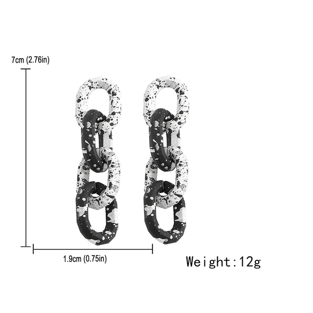 Nowoczesne kolczyki wiszące z żywicy w czarno-białym wzorze dla eleganckich kobiet - hit 2021! - Wianko - 3