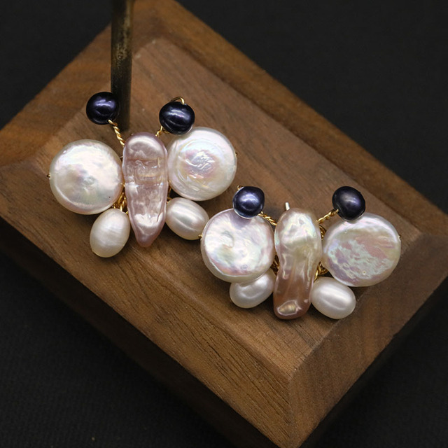 Kolczyki na wtyk z białą perłą słodkowodną Retro GE1053 - Wianko - 5