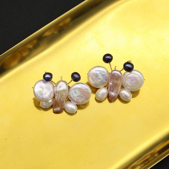 Kolczyki na wtyk z białą perłą słodkowodną Retro GE1053 - Wianko - 8