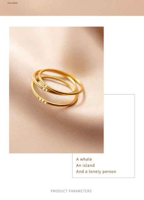 Minimalistyczny pierścionek damski Modian wykonany ze srebra 925, prosty i delikatny, w złotym kolorze, wieżowy - Wianko - 2