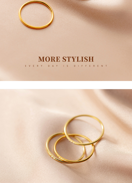 Minimalistyczny pierścionek damski Modian wykonany ze srebra 925, prosty i delikatny, w złotym kolorze, wieżowy - Wianko - 6
