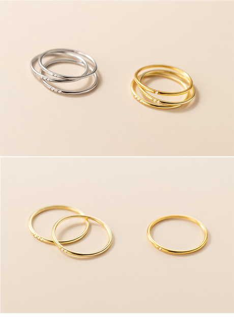 Minimalistyczny pierścionek damski Modian wykonany ze srebra 925, prosty i delikatny, w złotym kolorze, wieżowy - Wianko - 8