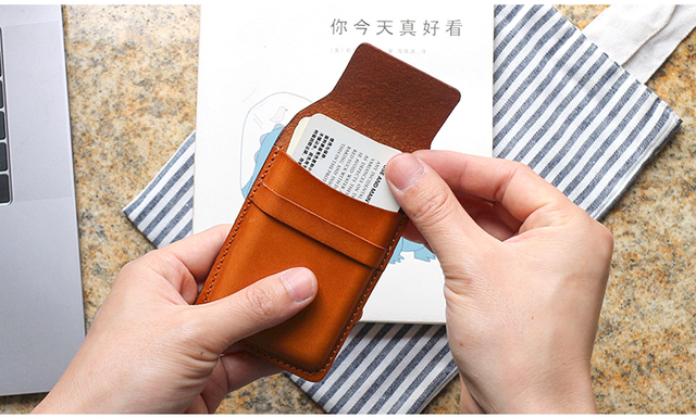 Męskie etui na karty ze skóry naturalnej Retro Mini portmonetka dla posiadaczy kart kredytowych - Wianko - 7