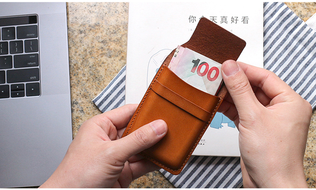 Męskie etui na karty ze skóry naturalnej Retro Mini portmonetka dla posiadaczy kart kredytowych - Wianko - 6