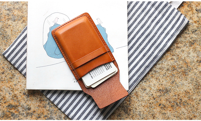 Męskie etui na karty ze skóry naturalnej Retro Mini portmonetka dla posiadaczy kart kredytowych - Wianko - 8