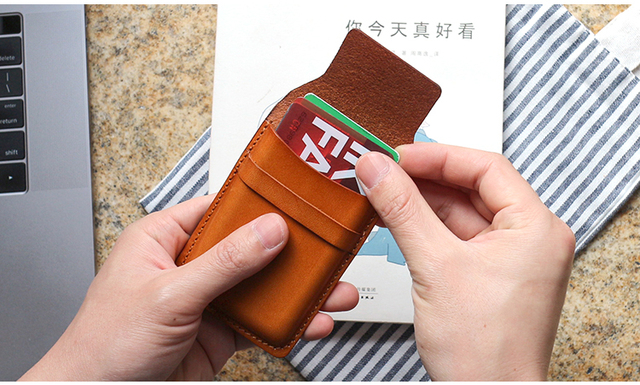 Męskie etui na karty ze skóry naturalnej Retro Mini portmonetka dla posiadaczy kart kredytowych - Wianko - 5