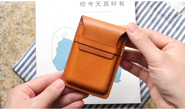 Męskie etui na karty ze skóry naturalnej Retro Mini portmonetka dla posiadaczy kart kredytowych - Wianko - 4