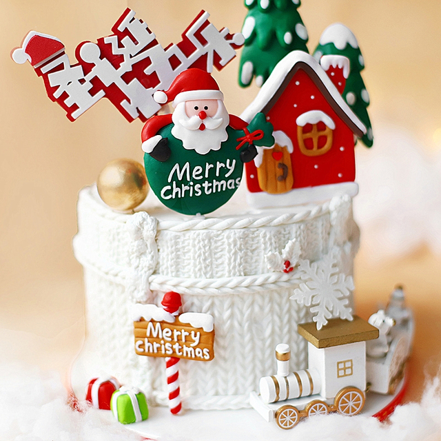 Ozdobne pudełko prezentowe z motywem Świętego Mikołaja w kształcie pociągu na boże narodzenie i nowy rok - Wianko - 2