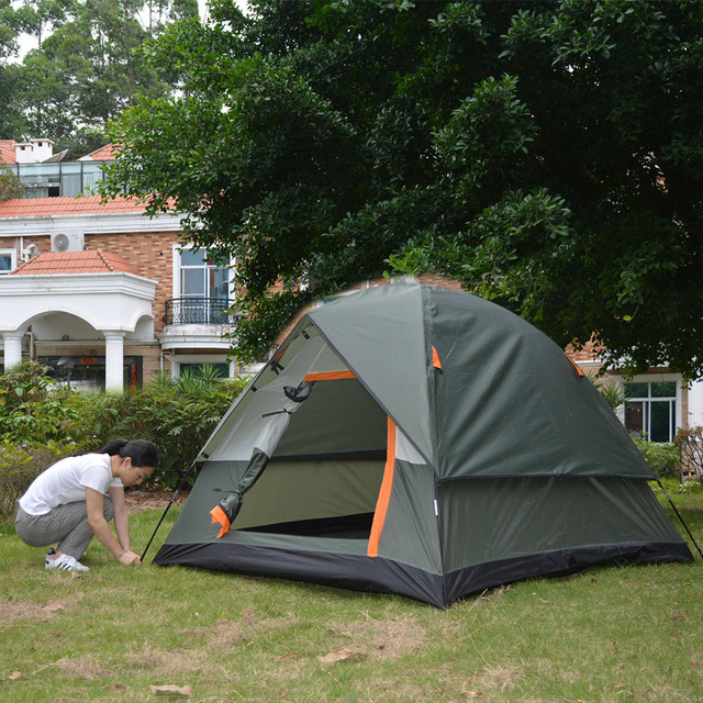 Namiot kempingowy dwuwarstwowy, wodoodporny, odporny na rozdarcie, dla 3-4 osób, kratka, do turystyki i wędrówek, 3 sezonowy - Wianko - 4
