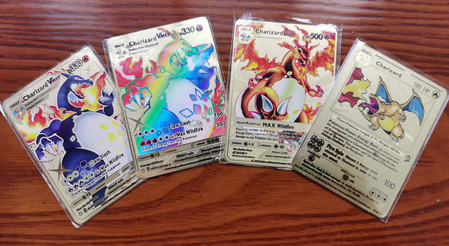 Złote karty Pokemon Rainbow Rayquaza Vmax - kolekcja dla dzieci, język angielski, żelazne metalowe litery - Wianko - 1