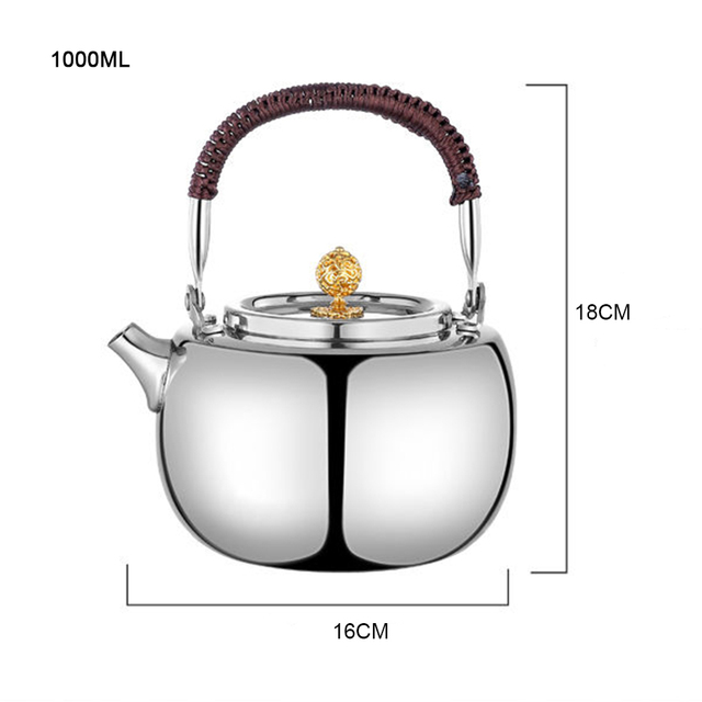Czajnik ze stali nierdzewnej 304 o pojemności 1000 ml z płaskim dnem i kuchenką indukcyjną - do herbaty i gospodarstwa domowego - Wianko - 6
