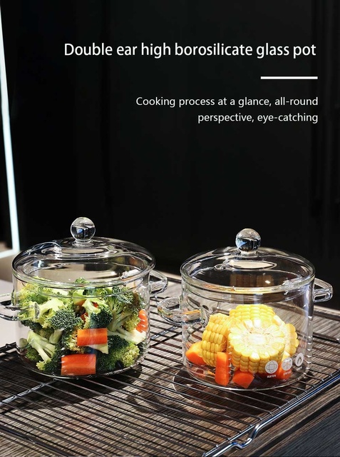 Zupa warzywna szklana patelnia PotKitchen do gotowania na kuchence ceramicznej - Mini rozmiar - Wianko - 1